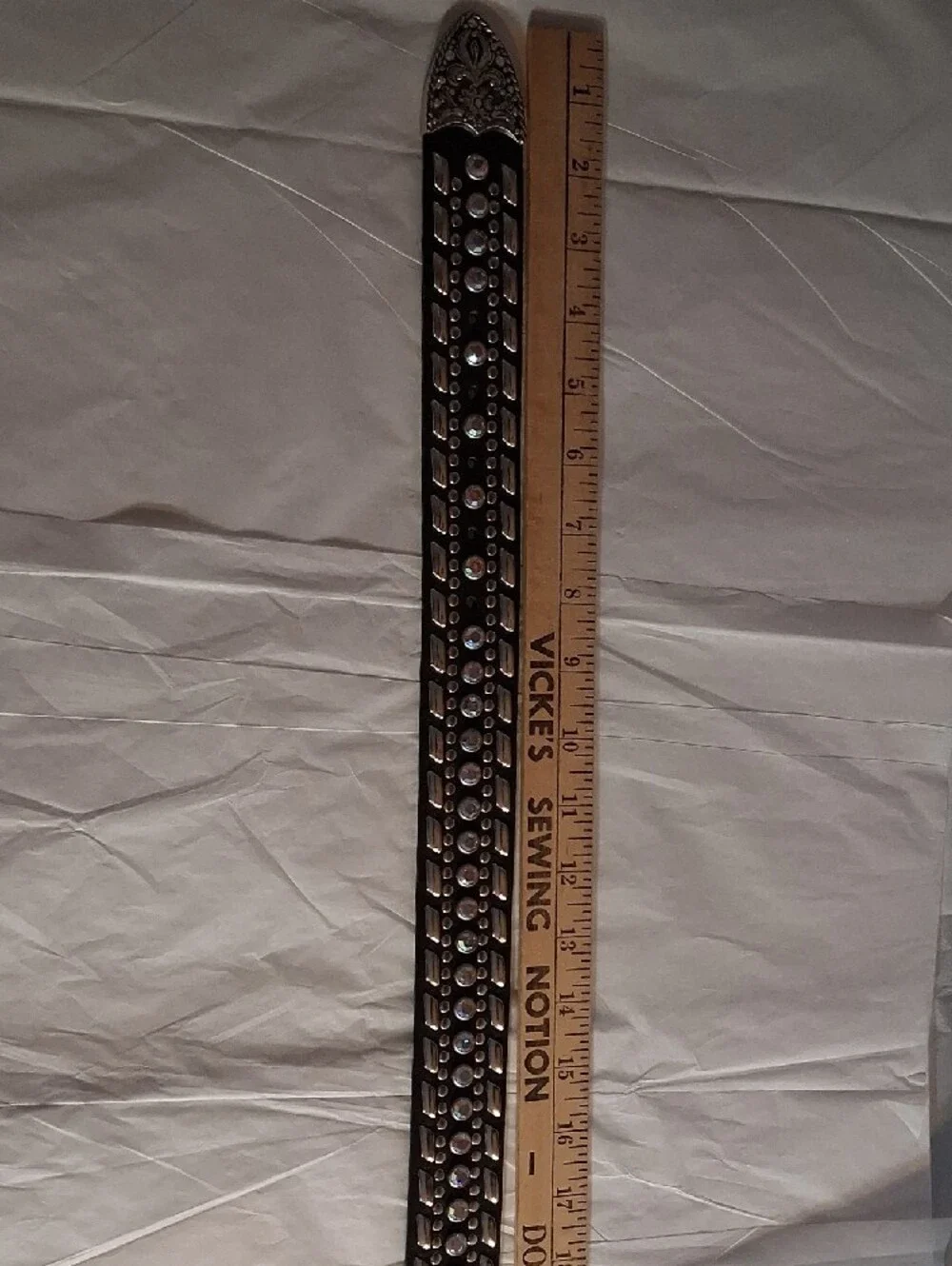 Black Rhinestone Western Belt with Ornate Silver Buckle - Nocona
